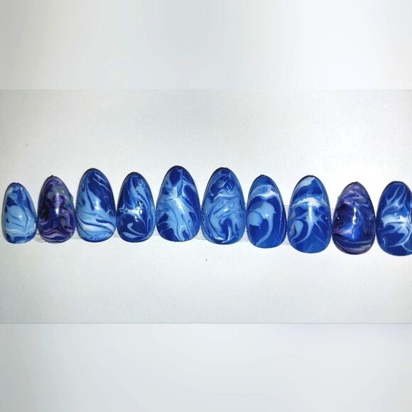 Hand crafted custom print 10pc short acrylic press on nails sz Small - Picture 4 of 7